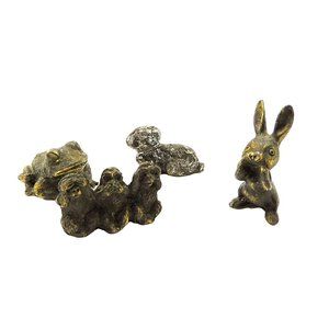 Set of 4 Vintage Miniature Animal Figurines Robert Emig Monkeys Bunny Frog Dog